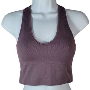 Athleta Aurora Seamless Crop Tank Purple XS Ribbed Scoop V Neck Pullover Crop